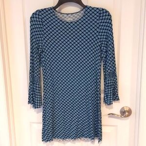 Kidpik Blue Geometric Long Sleeve Dress - XL 14